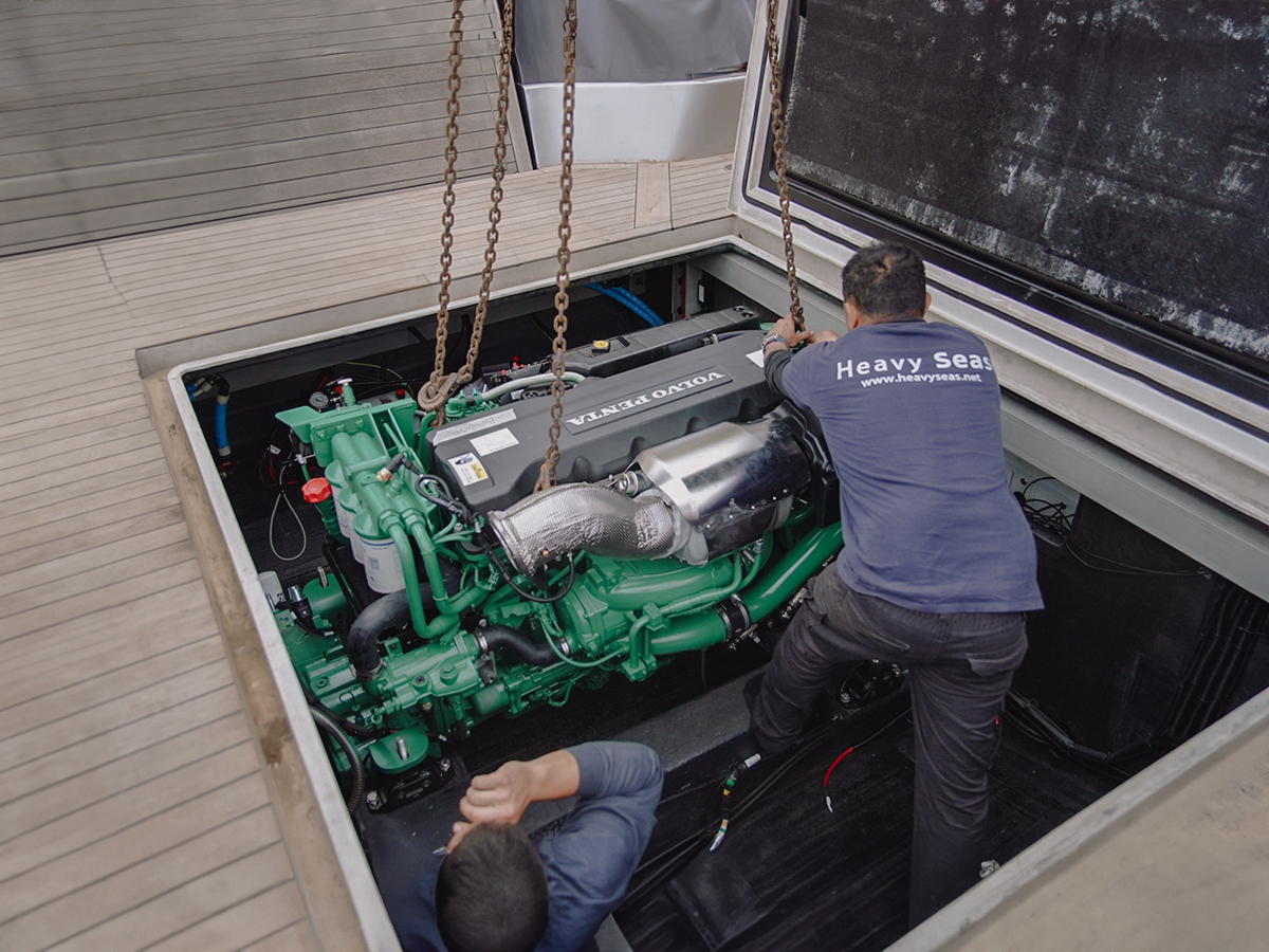 Regular Engine Yacht Maintenance in Progress